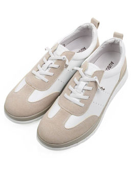 03-YA486-3 WHITE/BEIGE Кроссовки женские (натуральная кожа, натуральная замша)