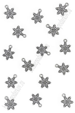 Подвеска металл 1,5 см "Снежинка" (15 шт) SF-7745, серебро