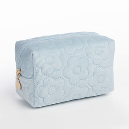 Косметичка на молнии женская, с подкладом, маленькая, Цветы, голубая - Simaland фото 2