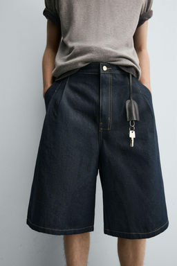 PLEATED RELAXED FIT DENIM BERMUDA SHORTS - Zara фото 5