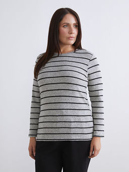 Bisiklet Yaka ?izgili Kad?n Ti??rt