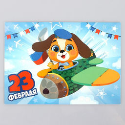 Цена за 2 шт. Аппликация стикерами на 23 февраля форменная «Собачка», набор для творчества