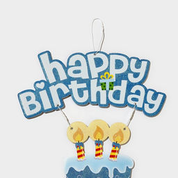 Украшение подвеска «С Днём Рождения», 42×26 см, голубое