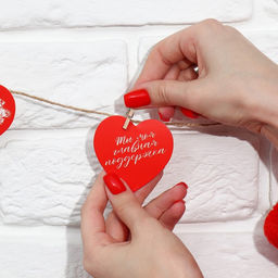 Гирлянда, интерьерное украшение Моей половинке, 7 штук, 7?7 см - Сима-ленд фото 2