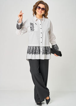 Блуза EVA GRANT 5002 белый в полоску