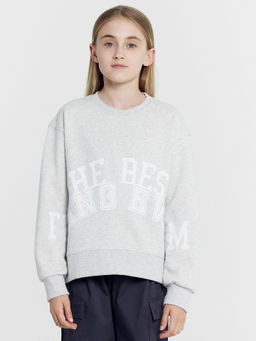 Свитшот для девочек в сером цвете с печатью - Mark formelle фото 2