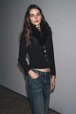 ZW COLLECTION FITTED FAUX FUR COLLAR JACKET - Zara фото 6