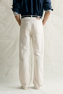 JEANS STRAIGHT RELAXED FIT ALGOD?N - C??AMO / Crudo - Zara фото 3