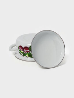 Кастрюля эмалированная «Вишнёвый сад», 1.5 л, d=18.2 см, белая