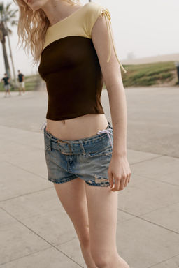 TOP COMBINADO FRUNCES / Marr?n / Crudo - Zara фото 2