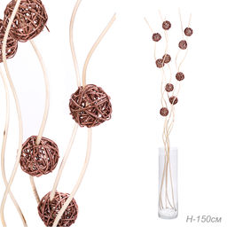 Сухоцвет набор 5 штук 150 см (китте 6 см.10 шт) / 0410-4 /уп 80/ коричневые шары на белом - Галеонтрейд фото 3