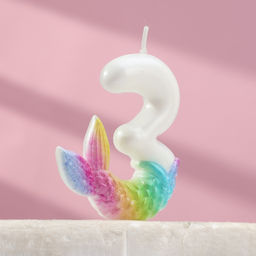 Свеча для торта «Рыбка исполнения желаний», цифра 3, белая