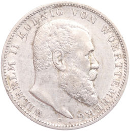 Монета 3 марки 1909 года F Германия (Вюртемберг)