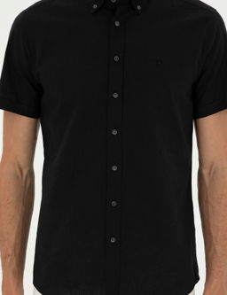 Siyah Slim Fit Keten Kar___ml_ K_sakol G_mlek