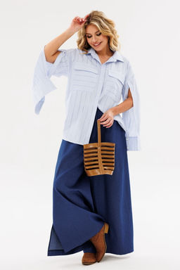 Рубашка AmberA 1098 голубой полоска  фото 7