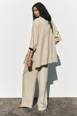 DOUBLE-BREASTED LINEN BLEND BLAZER - Zara фото 5