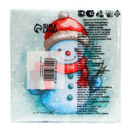 Цена за 4 шт. Салфетки новогодние бумажные «Снеговичок» 1 слой, 24×24 см, 50 шт.