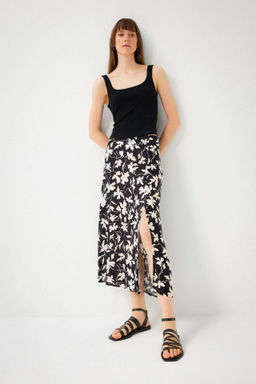 A Kesim Cicekli Normal Bel Y?rtmacl? Midi Etek - Defacto фото 4