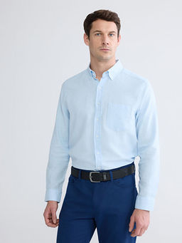 Regular Fit Keten Kar???ml? Erkek G?mlek