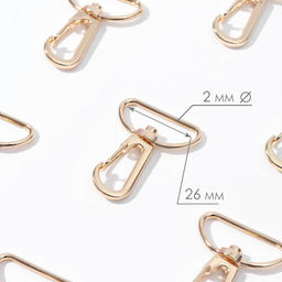 Карабин металлический, 39×30 мм / 26×2 мм, 10 шт., цвет золотой