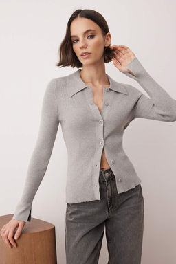 Wardrobe Essentials Gri Premium Iplik Polo Yaka Triko H?rka | TWOAW26HI00225