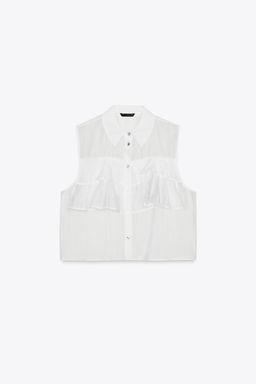 SEMI-SHEER TOP WITH RUFFLES