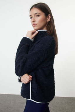 Lacivert Pelus Orme Spor Sweatshirt THMAW23SW00021