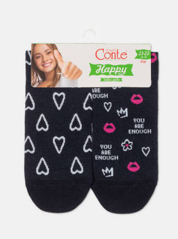 Цена за 2 пары. Носки Классические CONTE Хлопковые носки с рисунками you are enough темно-синий - Conte elegant фото 5