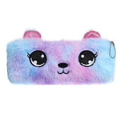 Пенал школьный меховой на молнии Calligrata «Мишка», пушистый, с ушками, МИКС