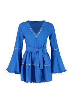 Trendyolmilla Beyaz Dokuma %100 Pamuk Serit Aksesuarl? Mini Plaj Elbisesi TBESS21EL1253 фото 10