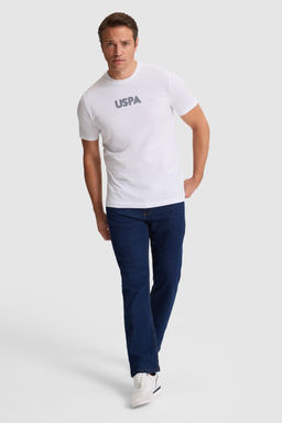 Erkek Beyaz Regular Fit Bisiklet Yaka Basic Ti__rt - U.s. polo assn фото 4