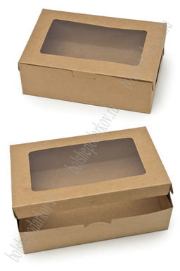 Коробка крафтовая с окошком 24*16*7,5 см (12 шт) SF-7751