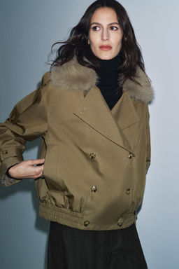 PADDED TRENCH COAT WITH FAUX FUR COLLAR ZW COLLECTION - Zara фото 2
