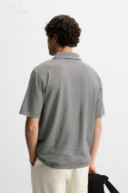 STRIPED LINEN/COTTON POLO SHIRT - Zara фото 3