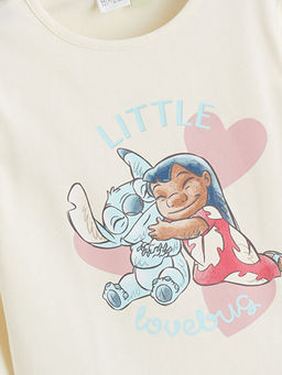 Bisiklet Yaka Stitch Bask?l? K?z ?ocuk Pijama Tak?m?