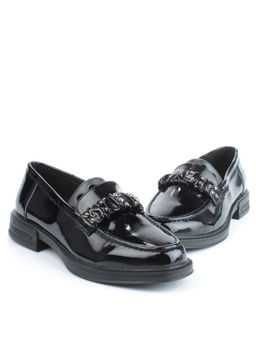 03-DYL140-2 BLACK Лоферы женские (натуральная кожа)