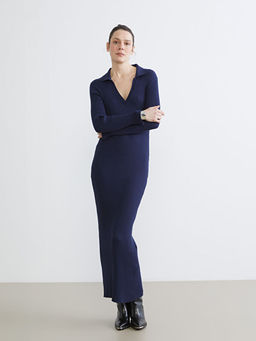 Polo Yaka Triko Elbise