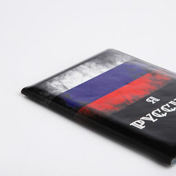 Цена за 2 шт. Обложка для паспорта, чёрная, триколор