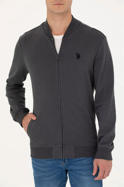 U. S. Polo Assn Мужской вязаный кардиган антрацитового цвета с воротником стойкой - U.s. polo assn фото 13