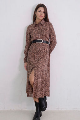 11007 Платье-рубашка удлинённое кофейно-чёрное