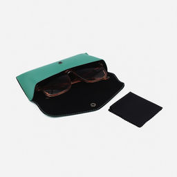 Футляр для очков на кнопке, однотонный, размер 17×4×7 см, зелёный