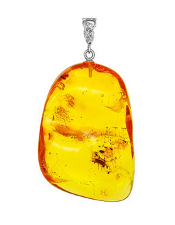 Подвеска из натурального янтаря красивого золотисто-коньячного цвета