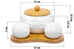 Набор Elan Gallery Айсберг волны сахарница 440 мл солонка перечница на подставке 16×17×8.5 см  фото 2