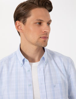 A__k Mavi Regular Fit Kareli K_sa Kollu G_mlek - Pierre cardin фото 2