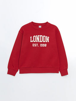 Bisiklet Yaka London Bask?l? K?z ?ocuk Sweatshirt