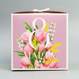 Коробка складная 8 марта, 18 х 18 х 18 см - Дарите счастье фото 2