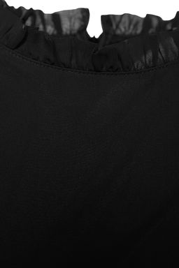 TRENDYOLMILLA Siyah A Kesim F?rf?r Detayl? Dik Yaka Mini Astarl? Sifon Dokuma K?sl?k Elbise TWOAW24EL00722  фото 21