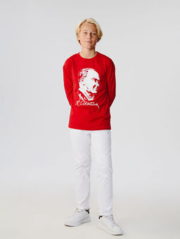 Bisiklet Yaka Atat?rk Bask?l? Erkek ?ocuk Ti??rt