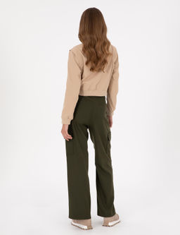 Haki Flare Fit Kuma_ Pantolon