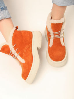 Ботинки 308.агатаw.Мандарин замша з/шерсть